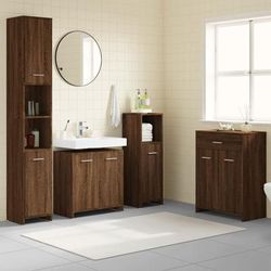 vidaXL Set Mobili da Bagno 4 pz Rovere Marrone in Legno Multistrato