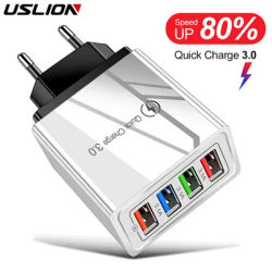 USLION – chargeur rapide USB 3A à 4 Ports 3.0 adaptateur secteur mural pour téléphone portable