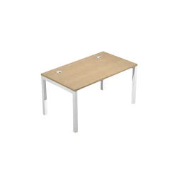 Bureau droit Eminence - L.140 x P.80 cm - Plateau Chêne - Pieds Blanc