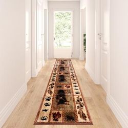 Nature Inspired Mother Bear with 2 Cubs Indoor Olefin Area Rug