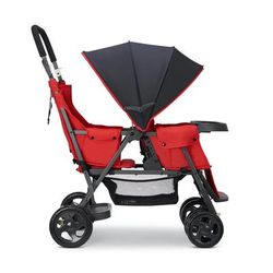 Joovy Caboose Too Sit And Stand Tandem Double Stroller - Graphite / Red