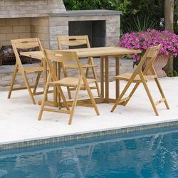Surf 5pc Teak Folding Table and Chairs