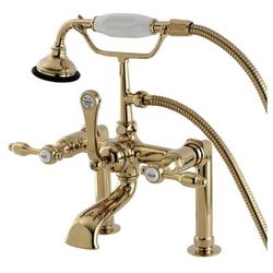 Aqua Vintage AE103T2TAL Tudor Deck Mount Clawfoot Tub Faucet, Polished Brass - Kingston Brass AE103T2TAL