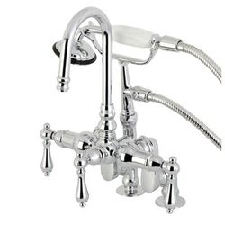 Kingston Brass CC614T1 Vintage Clawfoot Tub Faucet with Hand Shower, Polished Chrome - Kingston Brass CC614T1