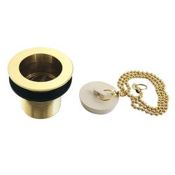 "Kingston Brass DSP17PB 1-1/2" Chain and Stopper Tub Drain with 1-3/4" Body Thread, Polished Brass - Kingston Brass DSP17PB"