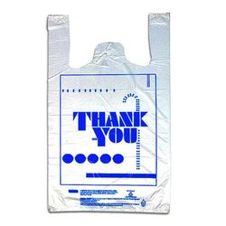 LK Packaging CT1620TY "Thank You" Plastronic T-Shirt Bag - 19"L x 10"W x 5" SG, 0.47 mil HDPE, White, Case of 2000