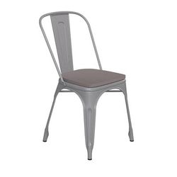 Flash Furniture CH-31230-SIL-PL1G-GG Stacking Chair w/ Vertical Slat Back & Wood Seat - Steel, Silver