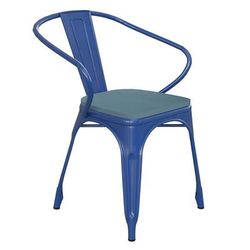 Flash Furniture CH-31270-BL-PL1C-GG Stacking Armchair w/ Vertical Slat Back & Wood Seat - Steel, Teal Blue