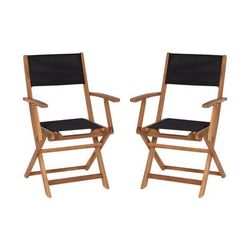 Flash Furniture THB-AC4854-NAT-GG Folding Patio Bistro Chair w/ Black Fabric Back & Seat - Acacia Wood Frame, Brown