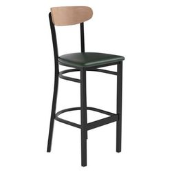 Flash Furniture XU-DG6V6GNV-NAT-GG Commercial Bar Stool w/ Boomerang Back & Green Vinyl Seat - Steel Frame, Black, Natural Finish