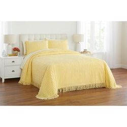 Chenille 100% Cotton Bedspread by BrylaneHome in Yellow (Size TWIN)