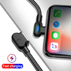 Câble Micro USB Type C Coudé Charge Rapide Chargeur de Téléphone Data rette pour iPhone 14 13 12