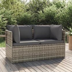 vidaXL Divano da Giardino a 2 Posti con Cuscini in Polyrattan Grigio