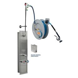 T&S B-7242-U01WS7BC 50 ft Recess -Mount Hose Reel Cabinet w/ Bottom Inlets & 50' Open Stainless Steel Hose, Silver