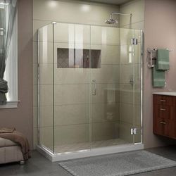 Dreamline DreamLine Unidoor-X 58 1/2 inch W x 34 3/8 inch D x 72 inch H Frameless Hinged Shower Enclosure in Chrome E13022534-01