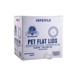 Empress EPETFL8 Flat Lid for 10 oz PET Cups - Plastic, Clear, Fits 10 Ounce PET Cups, Case of 2000