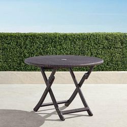 Cafe Round Folding Table in Wicker - White Wicker - Frontgate