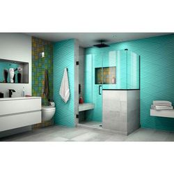 Dreamline DreamLine Unidoor Plus 48 inch W x 30 3/8 inch D x 72 inch H Frameless Hinged Shower Enclosure in Matte Black SHEN-2424243430-09