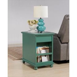 Elegant Chairside Table with Power in Antique Teal - Martin Svensson 810071