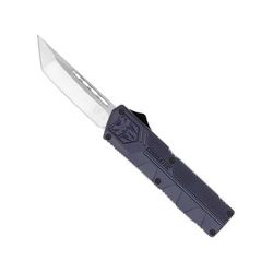 CobraTec Knives Lightweight OTF Automatic Folding Knives 3.25in D2 Steel Tanto Non-Serrated Nypd Blue Handle NYCTLWTNS