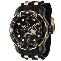 Invicta NHL San Jose Sharks Men's Watch - 48mm Gold Black (ZG-42318)