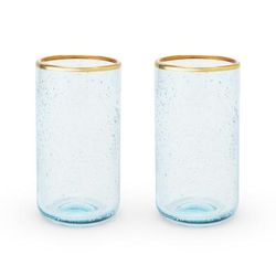 Aqua Bubble Glass Tumbler Set by Twine in Blue