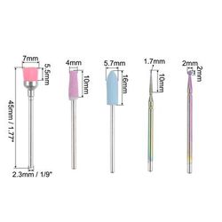 10pcs Nail Drill Bits Set 1/9" Tungsten Carbide Remover Nail File Bit Colorful - Multicolor