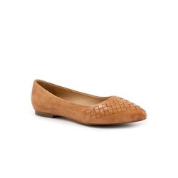 Extra Wide Width Women's Estee Woven Flat by Trotters in Luggage Nubuck (Size 8 1/2 WW)