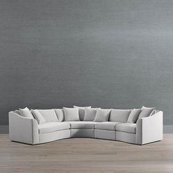 Pippa Modular Collection - Curved Corner Chair, Creme Cyrus Stripe - Frontgate