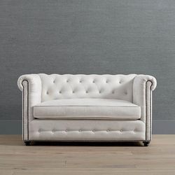 Logan Chesterfield Twin Sleeper Chair - Sisal Crypton Devotion Performance - Frontgate