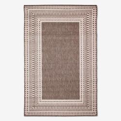 58" x 90" Malibu Indoor/Outdoor Rugs by BrylaneHome in Neutral Border