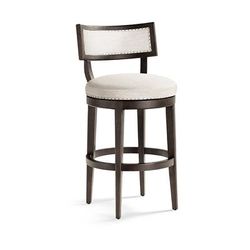 Hunter Swivel Bar & Counter Stool - 26" Counter Height, Mocha/Performance Linen Creme Counter Stool - Frontgate