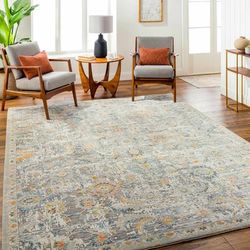Atara 7'10" Round Traditional Natural Gray/Nutmeg/Cloud Gray/Dark Gray/Multi Brown Area Rug - Boutique Rugs