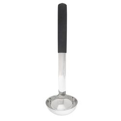 Tablecraft AM5303BK 3 oz Serving Ladle - Stainless Steel, Black Plastic Handle, Silver