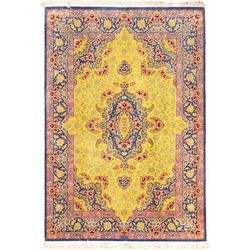 "Pasargad Home Azerbaijan Collection Hand-Knotted Pure Silk Area Rug- 4' 4" X 6' 4", Yellow - Pasargad Home 024886"