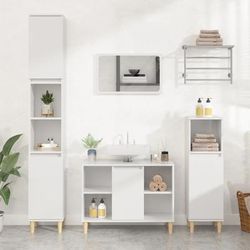 vidaXL Set Mobili da Bagno 3 pz Bianco Lucido in Legno Multistrato