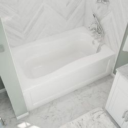 Aquatic Novelli 60 Inch Acrylic Alcove Left-Hand Drain Bathtub - White 7660620L-WH