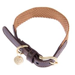 Nomad Tales Bloom Dog Collar | Caramel | Size M: 40-46cm Neck Circumference, 32mm Width