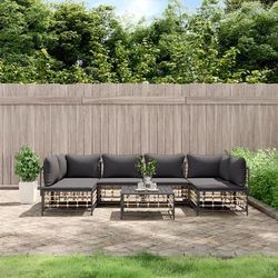 vidaXL Set Divani da Giardino 7 pz con Cuscini Antracite in Polyrattan