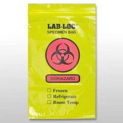 LK Packaging LAB20609YE Lab-Loc Reclosable 3-Wall Specimen Bags - 6" x 9", Polyethylene, Yellow Tint, Case of 1000