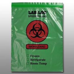 LK Packaging LAB221215GE Lab-Loc Reclosable 2-Wall Specimen Bags - 12" x 15", Polyethylene, Green Tint, Case of 1000
