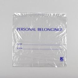 LK Packaging PB20203DSC Bottom Gusset Personal Belongings Bag w/ Cord string - 20" x 20", LDPE, Clear