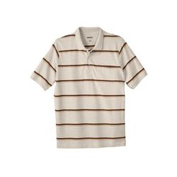 Men's Big & Tall Shrink-Less Pocket Piqué Polo by Liberty Blues in Heather Oatmeal Stripe (Size 4XL)