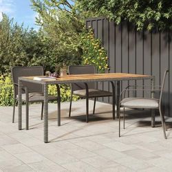 vidaXL Tavolo Giardino 190x90x75 cm Polyrattan Legno di Acacia Grigio