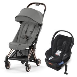Cybex COYA Compact Stroller + Cloud Q SensorSafe Travel System Bundle - Rose Gold / Mirage Grey / St