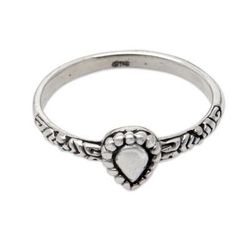 Drop in the Rain,'Sterling Silver Band Ring with Teardrop Accent from Bali'