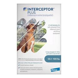 Interceptor Plus Chew (Interceptor Spectrum) For Dogs 50.1- 100lbs (Blue) 6 Chews