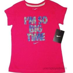 Nike Shirts & Tops | Girls Nike Athletic Tee I'm So Big Time Shirt Top Pink Navy Night Light Look | Color: Pink/Yellow | Size: 6g