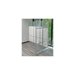 7.5' Long White Office Panel Wall Set with 48"W Clear Glass Front - 7' Height