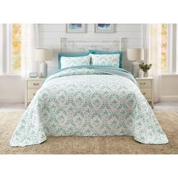 BH Studio Reversible Quilted Bedspread by BH Studio in Green Vines (Size TWIN)